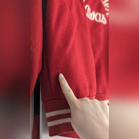 Vintage Cheerleader Varsity Wool Jacket - Red - Picture 15 of 16